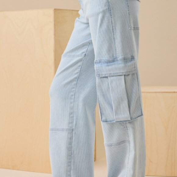 Altard State Blue Pinstripe Cargo Pants - Picture 3 of 6